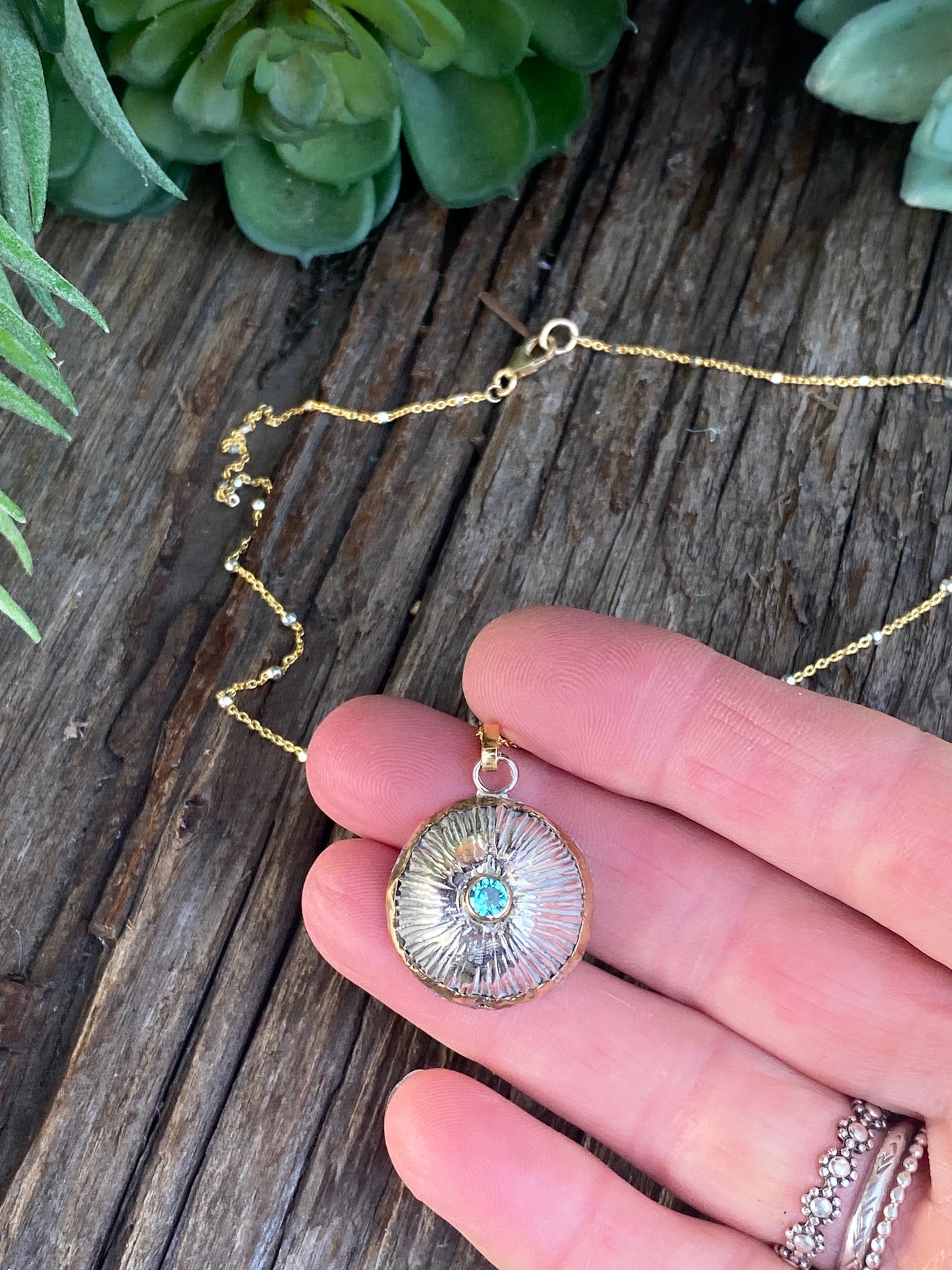 The Luna Mixed Metal Necklace - Sterling Silver, 14k Gold-Filled And Blue Topaz Pendant