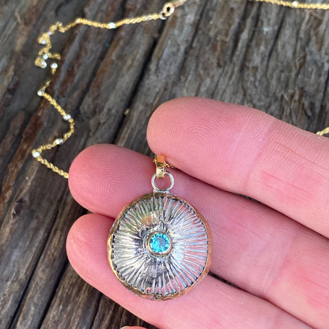 The Luna Mixed Metal Necklace - Sterling Silver, 14k Gold-Filled And Blue Topaz Pendant