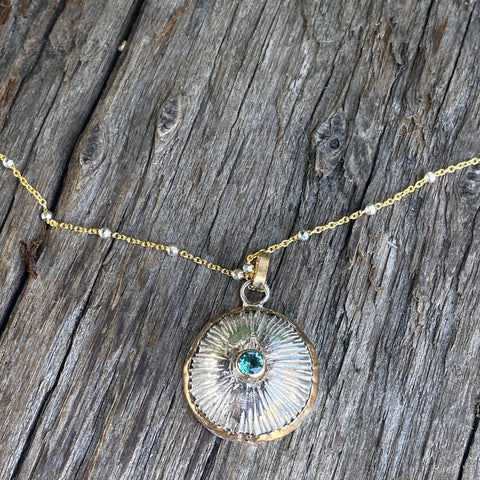 The Luna Mixed Metal Necklace - Sterling Silver, 14k Gold-Filled And Blue Topaz Pendant