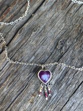 Load image into Gallery viewer, Sacred Heart Necklace - Pink Sapphire, Garnets And Sterling Silver
