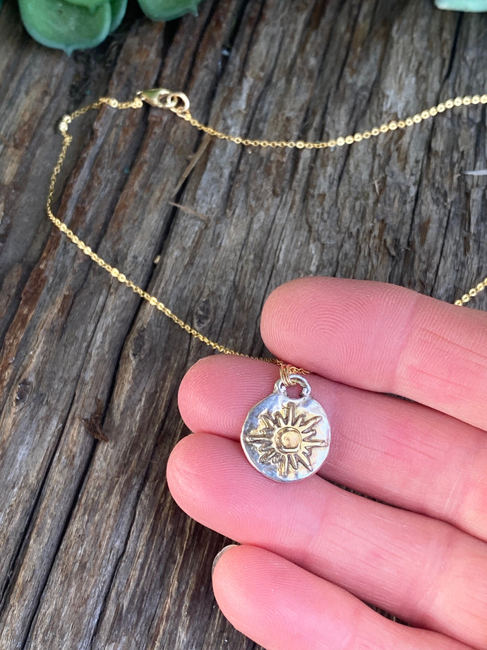 Radiant Sun Necklace - Sterling Silver And 24k Gold