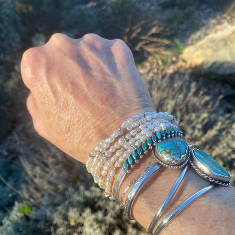 Moonlight - Freshwater Seed Pearls And Sterling Sliver Multi Strand Necklace Or Wrap Bracelet.