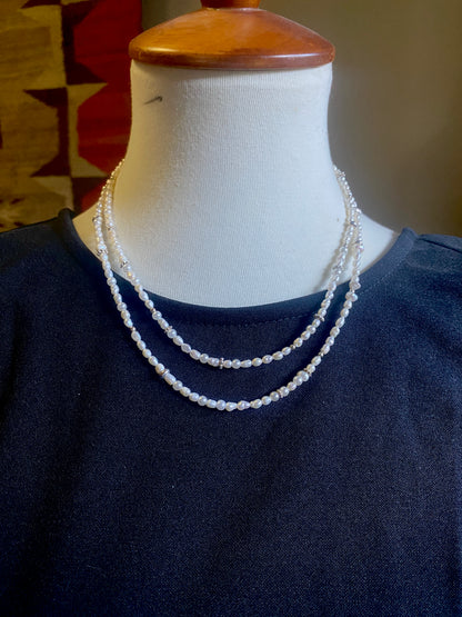 Moonlight - Freshwater Seed Pearls And Sterling Sliver Multi Strand Necklace Or Wrap Bracelet.