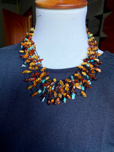 Load image into Gallery viewer, Delightful Necklace - Turquoise, Amber And Citrine Floating Gemstone Necklace -  9 Strand
