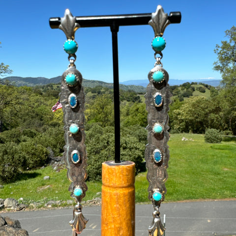Turquoise And Blue Opal Earrings