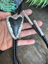 Load image into Gallery viewer, Sterling Silver And Fossilized Mako Shark Tooth Bolo Tie
