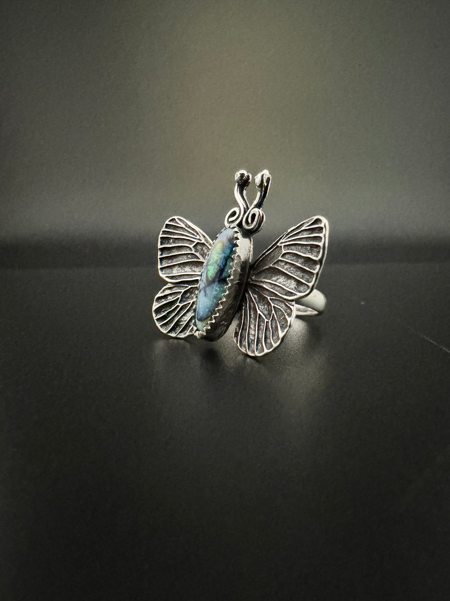 Sterling Opal Butterfly Ring