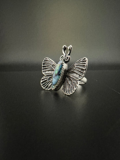 Sterling Opal Butterfly Ring