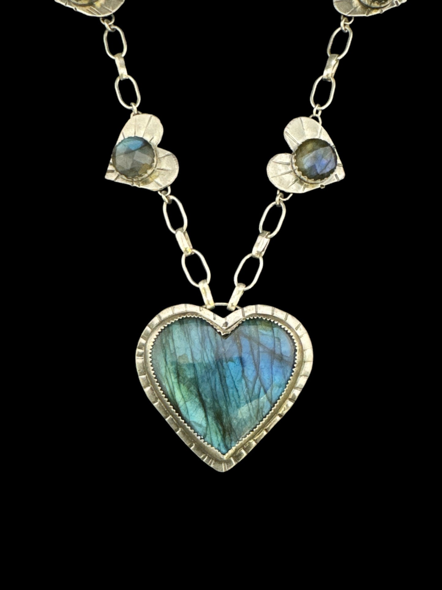 Labradorite “Love” Heart Statement Necklace