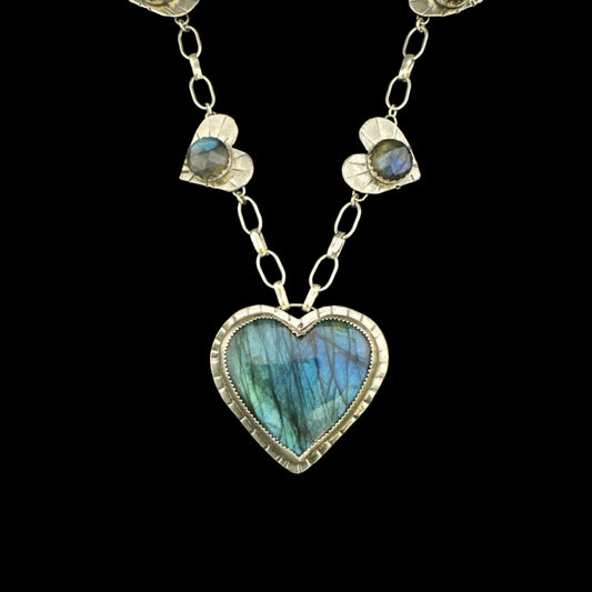 Labradorite “Love” Heart Statement Necklace
