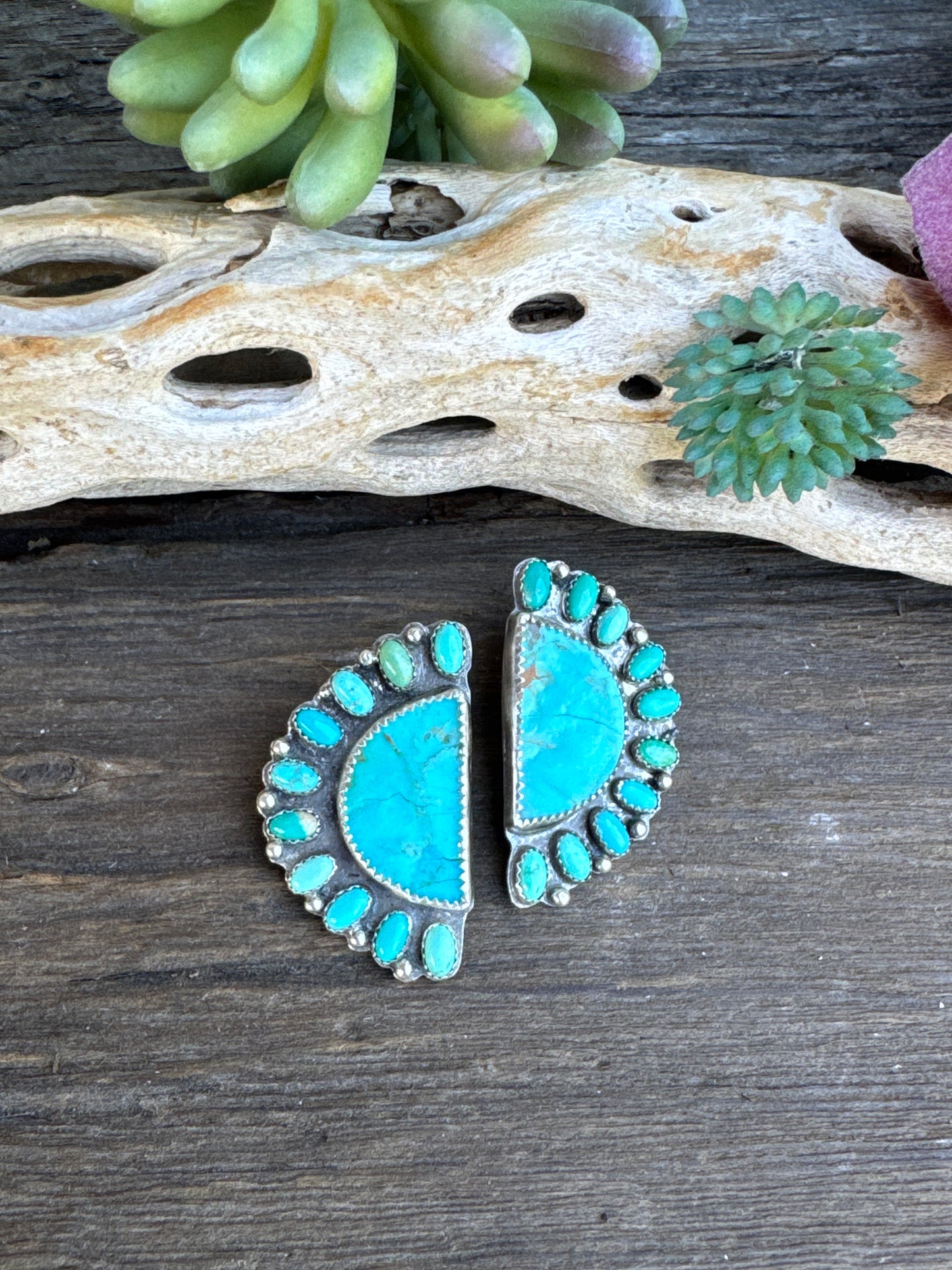 Turquoise Half Cluster Earrings