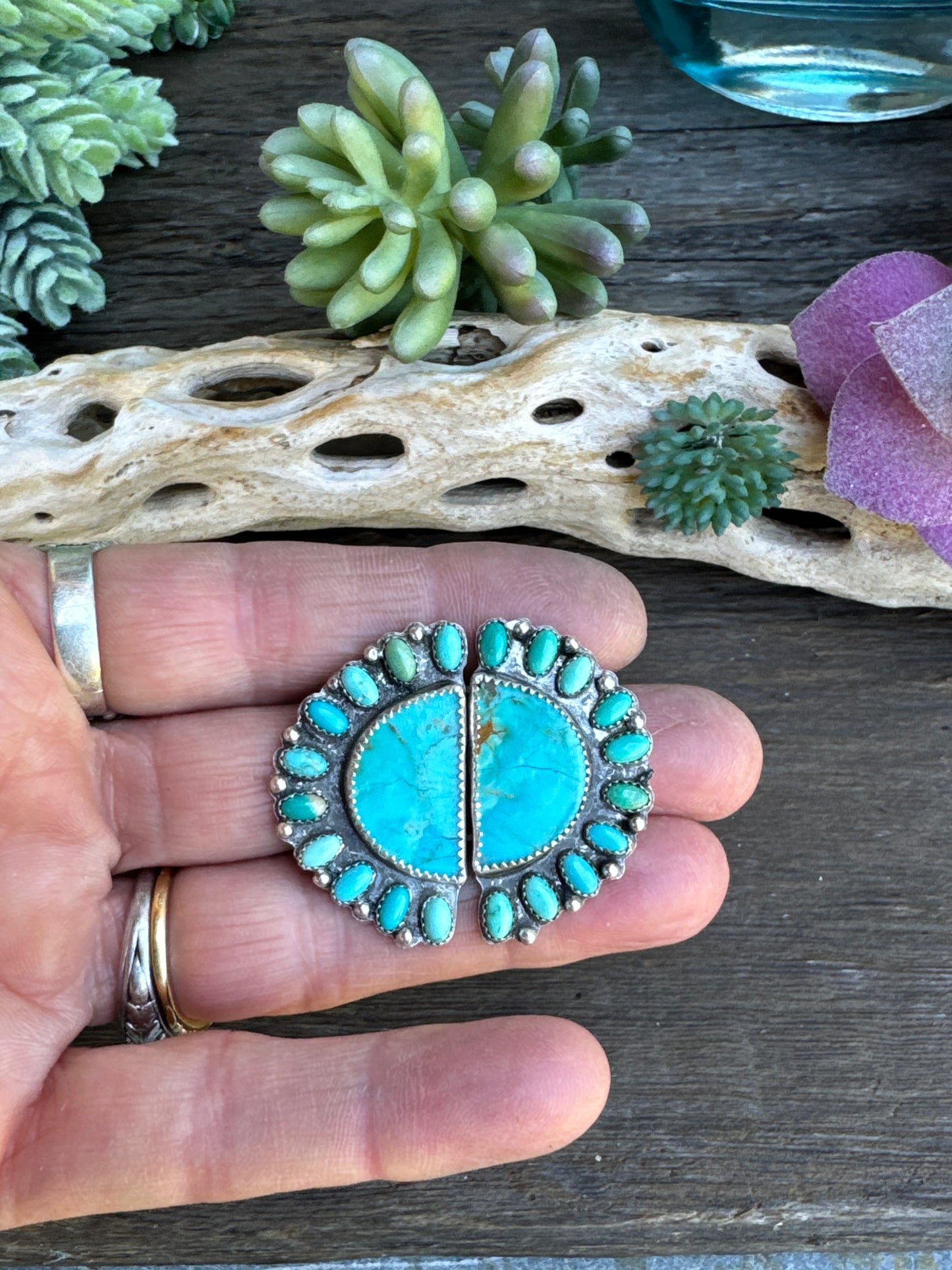 Turquoise Half Cluster Earrings