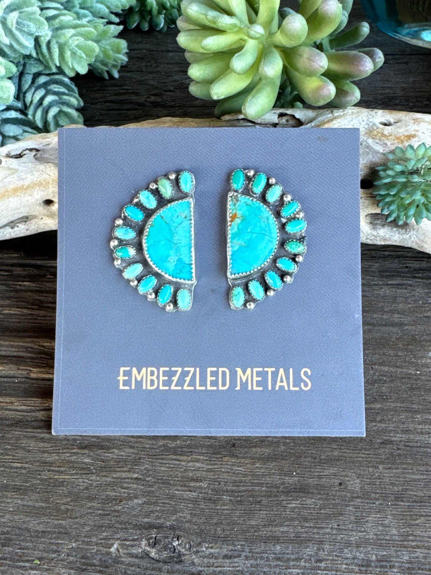 Turquoise Half Cluster Earrings