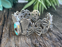 Load image into Gallery viewer, Sterling Silver Butterfly With Kingman Turquoise Cuff Bracelet
