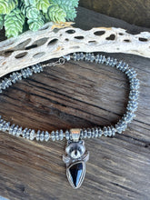 Load image into Gallery viewer, The Night Prowler Necklace- Sterling Silver, Agate, Water Buffalo Bone &amp; Mr. Racoon
