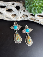 Load image into Gallery viewer, Royston Ribbon Turquoise Autumn Earrings Mixed Metal - Sterling Silver &amp; 14k Gold- Filled.
