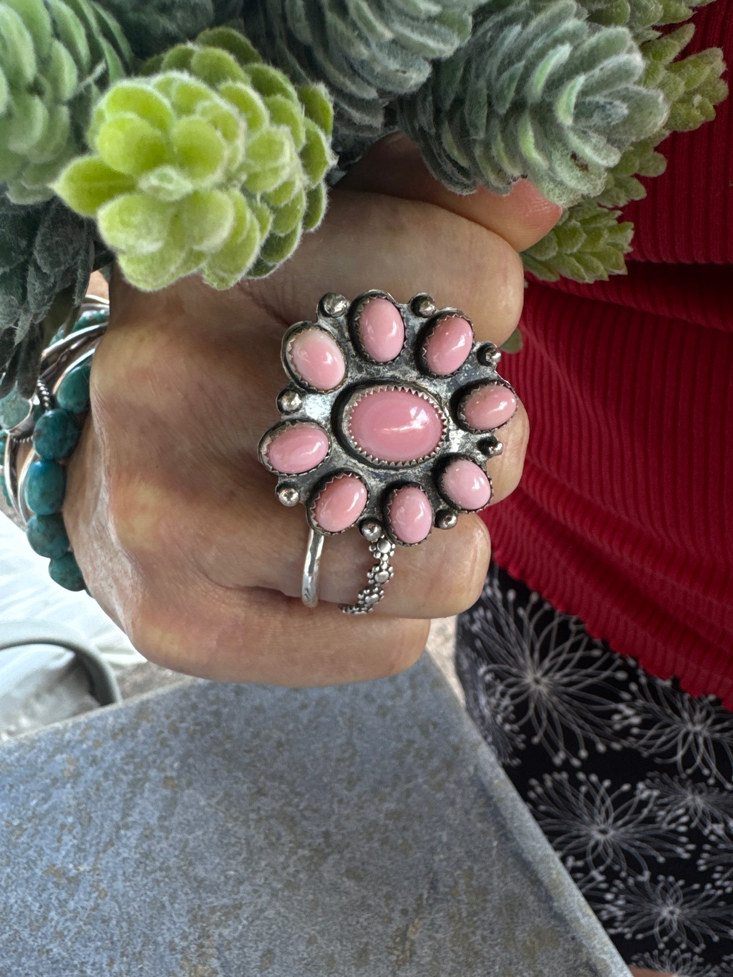 Queen Conch Shell Pink Cluster Ring