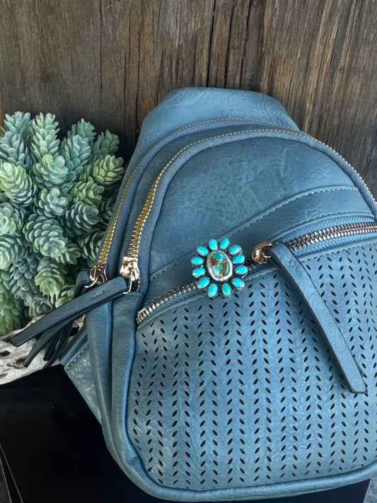 Kingman Turquoise Cluster Purse Clip Key Ring