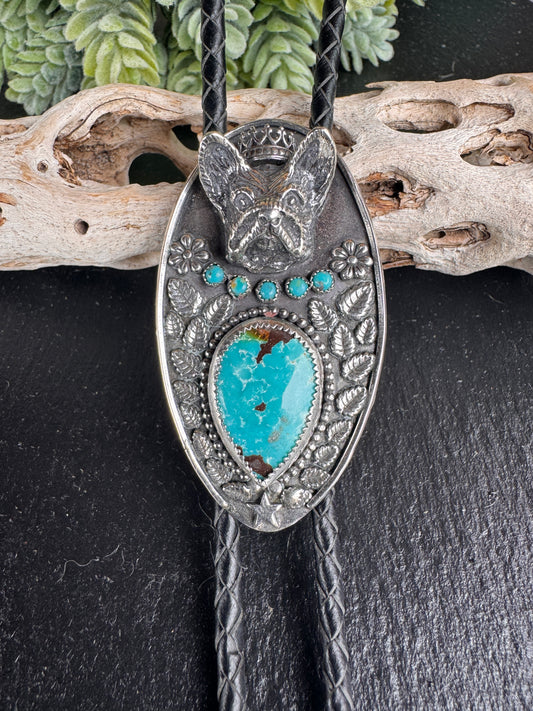 The Laney Wilson Kingman Turquoise French Bulldog Bolo Tie