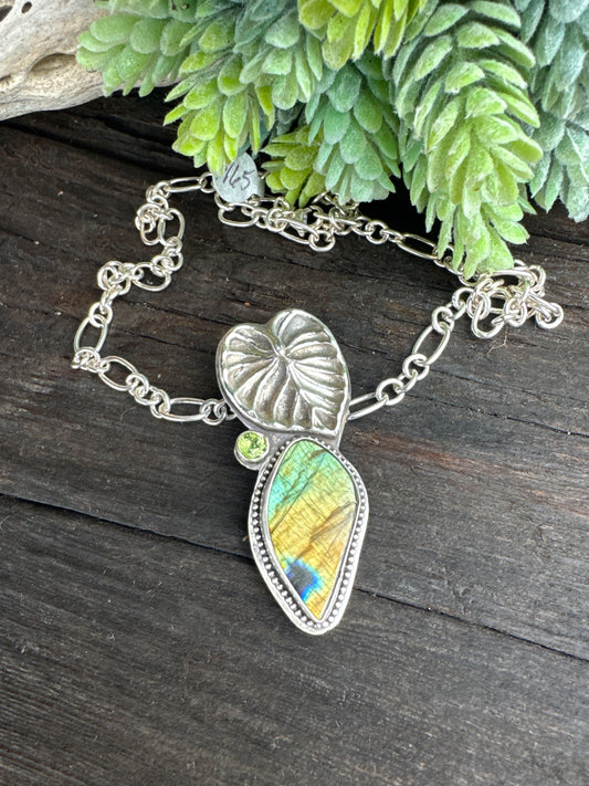 Labradorite, Peridot And Sterling Silver Garden Necklace