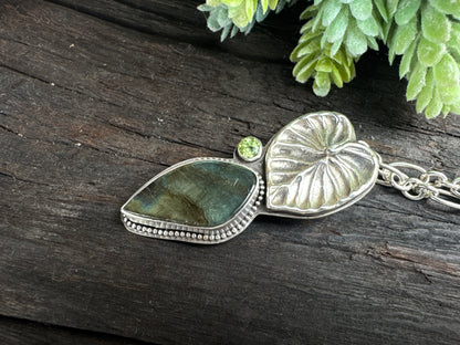 Labradorite, Peridot And Sterling Silver Garden Necklace