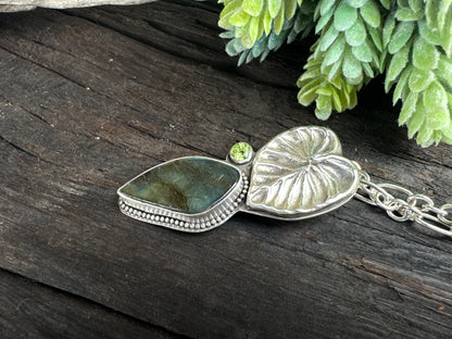 Labradorite, Peridot And Sterling Silver Garden Necklace