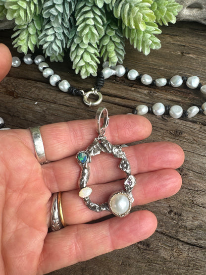 Song Of The Sea- Freshwater Pear Australian Opal, Ethiopian Opal & Kunzite Necklace