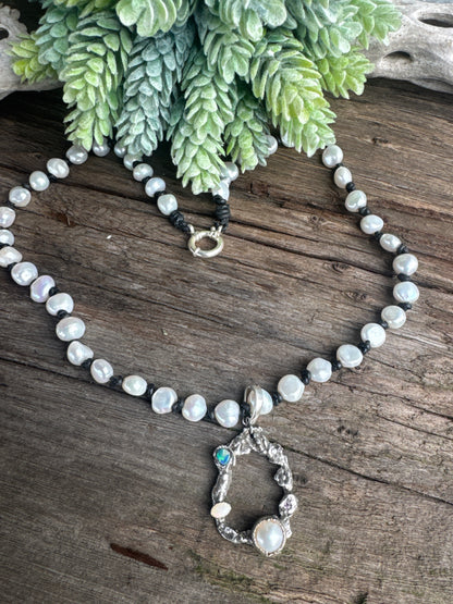 Song Of The Sea- Freshwater Pear Australian Opal, Ethiopian Opal & Kunzite Necklace