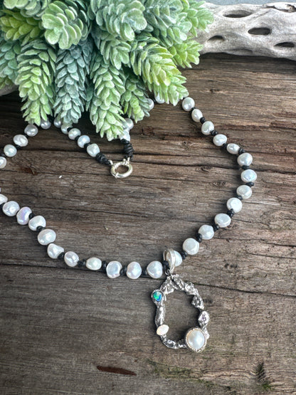 Song Of The Sea- Freshwater Pear Australian Opal, Ethiopian Opal & Kunzite Necklace