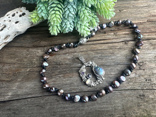 Beachcomber  Necklace- Fresh Water Pearls, Opal & Amethyst