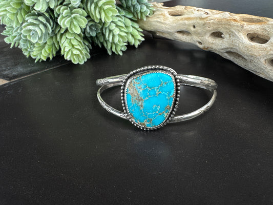 Pilot Mountain Hand Stamped Turquoise Cuff