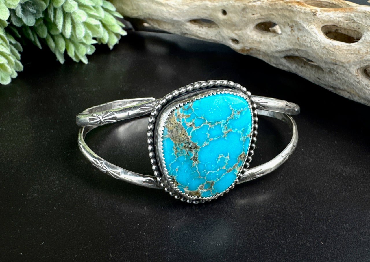 Pilot Mountain Hand Stamped Turquoise Cuff