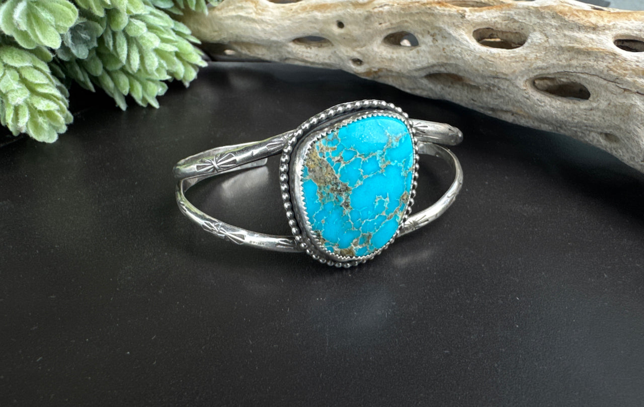Pilot Mountain Hand Stamped Turquoise Cuff