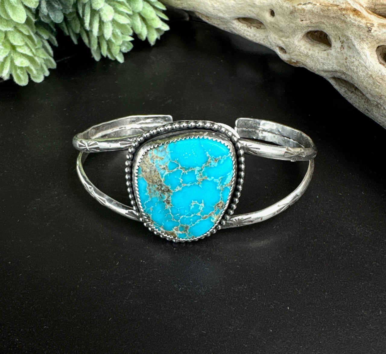 Pilot Mountain Hand Stamped Turquoise Cuff