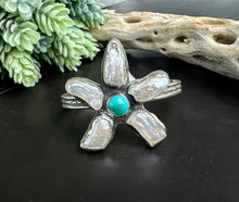 Load image into Gallery viewer, Freshwater Flower Power Pear And Turquoise Sterling Cuff
