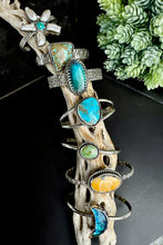 Load image into Gallery viewer, Freshwater Flower Power Pear And Turquoise Sterling Cuff
