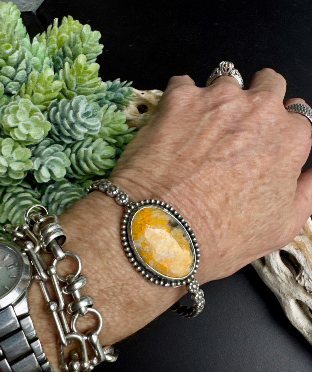 Bumblebee Jasper Sterling Silver Cuff