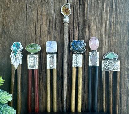 Sea Green Prehnite Hair Stick