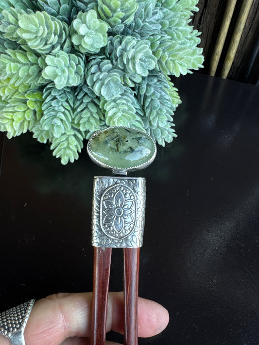Sea Green Prehnite Hair Stick