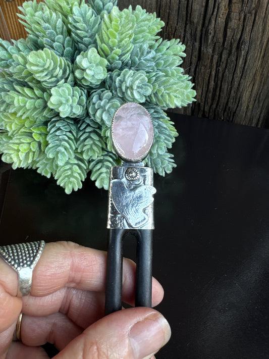 Soft Pink Rose Quartz Peace Hair Stick