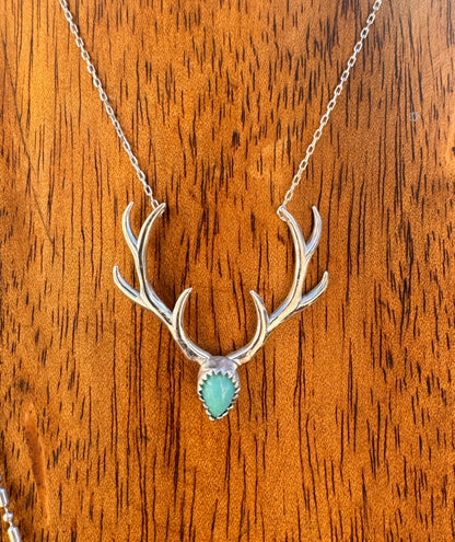 Sterling Silver OR Gold Filled Antler Necklace With Gemstone