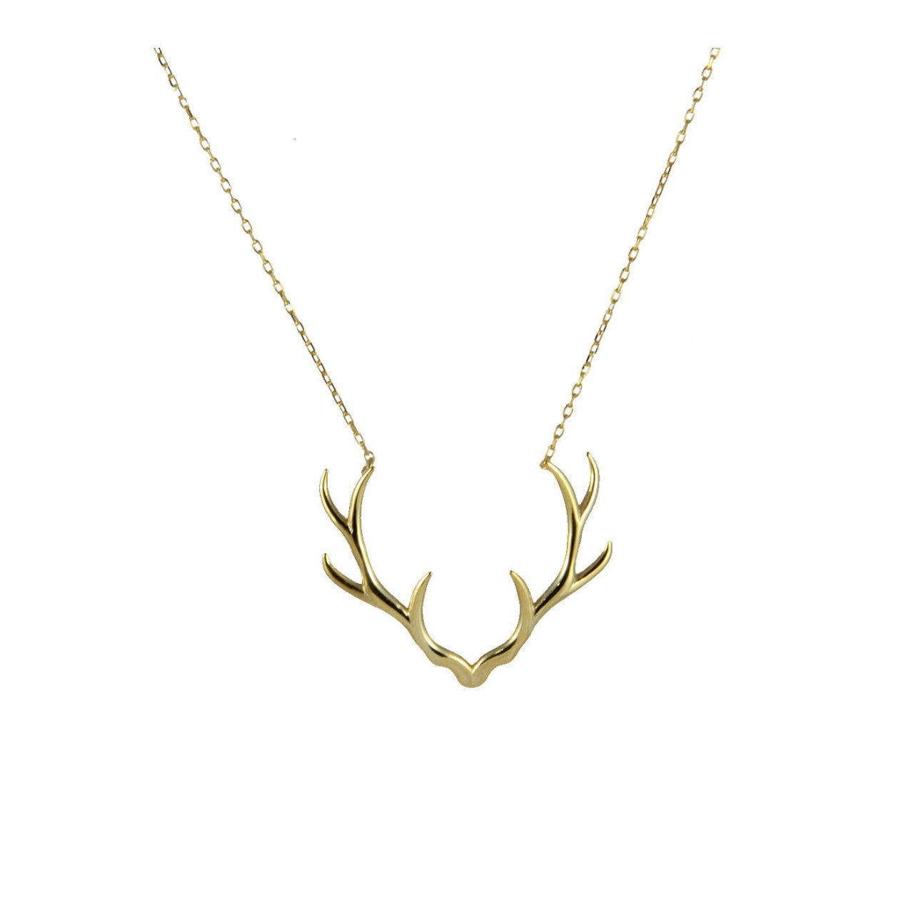 Sterling Silver OR Gold Filled Antler Necklace With Gemstone