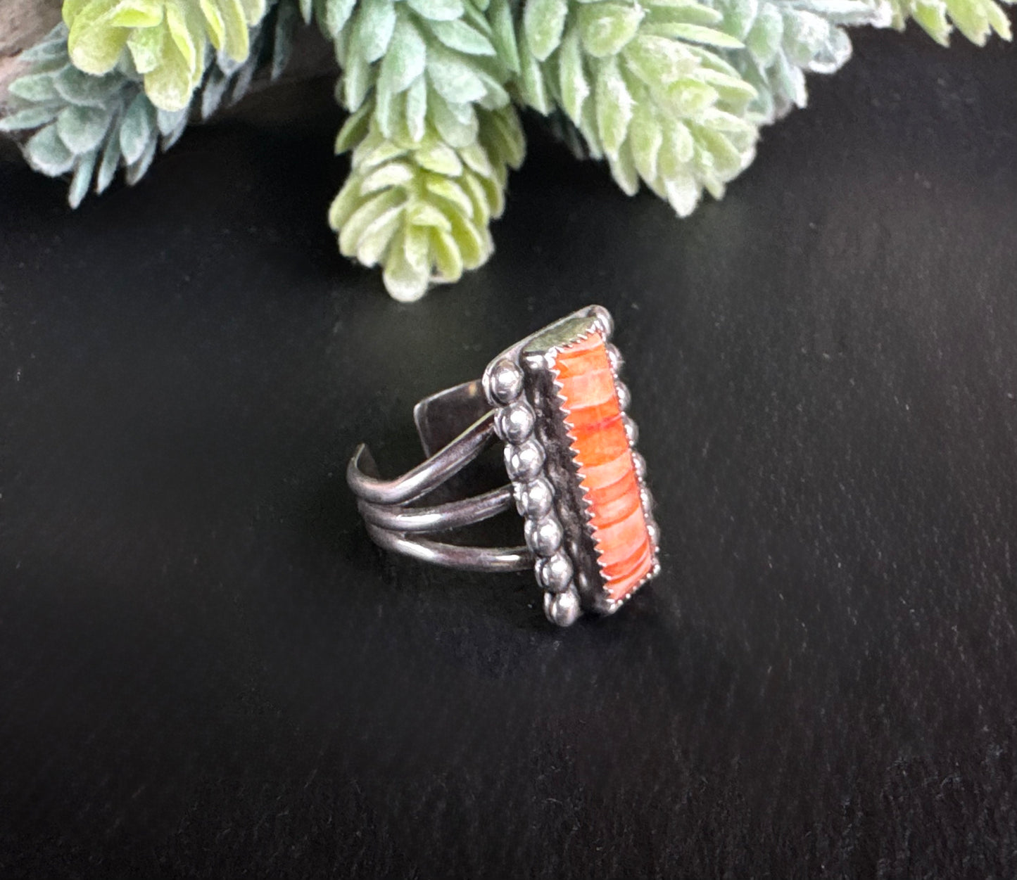 Sterling Silver And Gemstone Bar Rings - Triple Band Adjustable