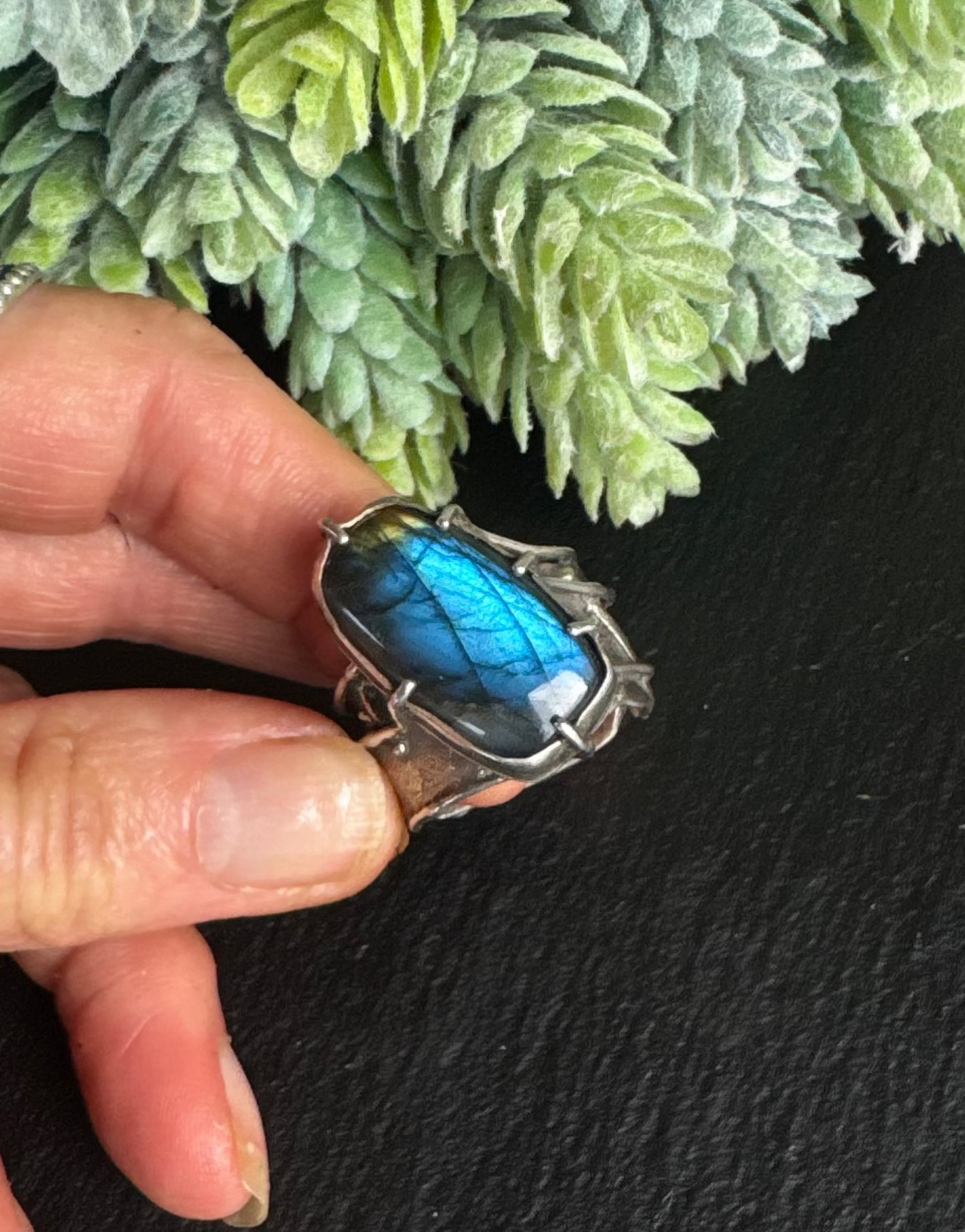 The Luna Blue Ring - Organic Prong Set Labradorite Statement Ring