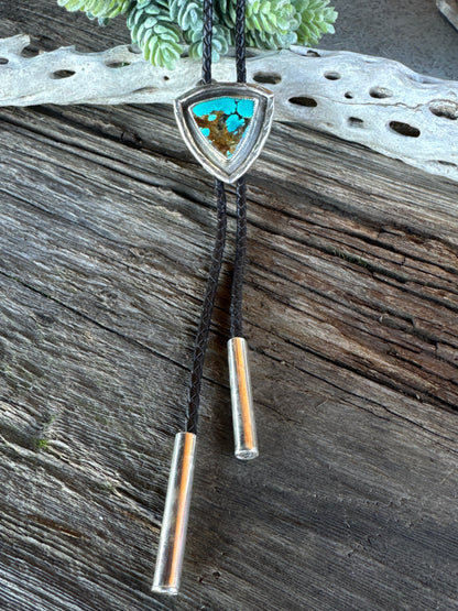 In The Shadows - Sterling Silver & Turquoise Handcrafted Bolo Tie