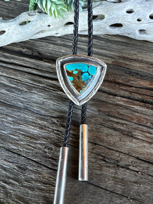 In The Shadows - Sterling Silver & Turquoise Handcrafted Bolo Tie