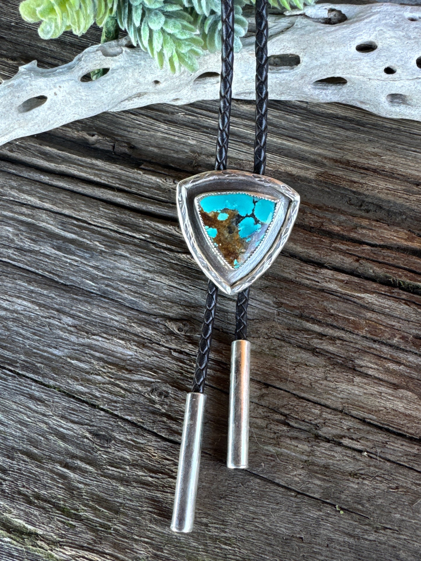In The Shadows - Sterling Silver & Turquoise Handcrafted Bolo Tie