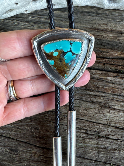 In The Shadows - Sterling Silver & Turquoise Handcrafted Bolo Tie
