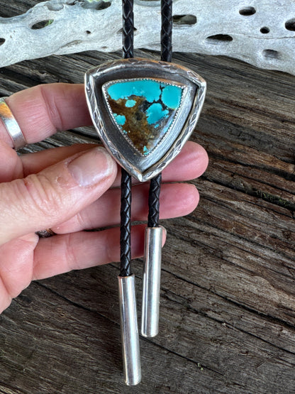 In The Shadows - Sterling Silver & Turquoise Handcrafted Bolo Tie