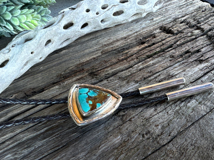 In The Shadows - Sterling Silver & Turquoise Handcrafted Bolo Tie